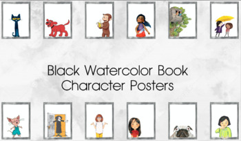 Preview of Book Character Posters- Black Watercolor