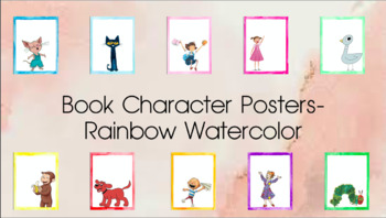 Preview of Book Character Posters- Rainbow Watercolor