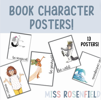 Preview of Book Character Posters for Classroom Library, Elementary and Middle School