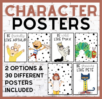 Preview of Positive Affirmations Book Character Posters - Library Bulletin Board Ideas