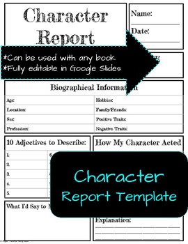 character analysis book report