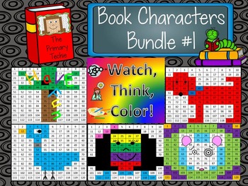 Preview of Book Characters Bundle 1 Watch, Think, Color Mystery Pictures