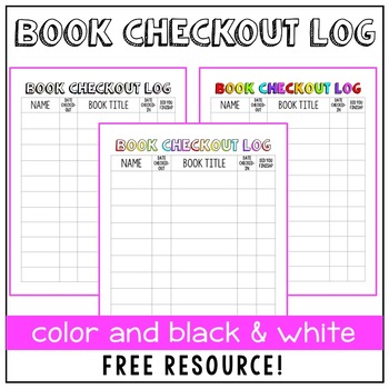 Preview of Book Checkout Log for Classroom Library