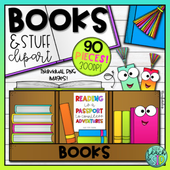 Preview of Book Clipart | Library toolkit, books, bookmarks, bookshelves and more!