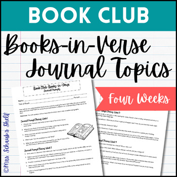 Preview of Book Club Activities - Books-in-Verse Book Club - Weekly Journal Writing Topics