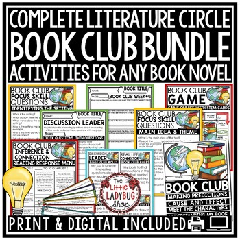 Preview of Literature Circles Book Club Activities Novel Study Talk Reading Response Sheets