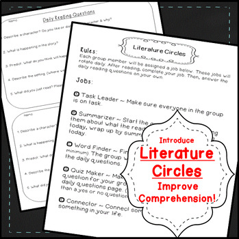 Preview of Literature Circles Book Club Forms, Roles Review and Reading Activities Template