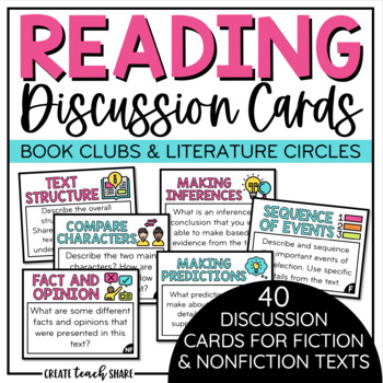 Preview of Book Club Activities | Reading Discussion Cards | Literature Circles | Questions