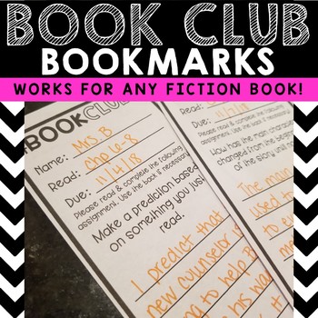Preview of Book Club Assignment Bookmarks