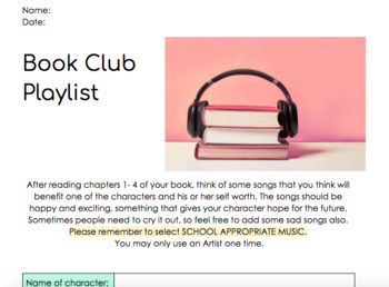 Preview of Book Club/ Class Novel - Playlist 
