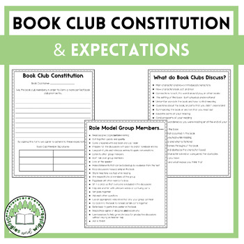 Preview of Book Club Constitution and Expectations