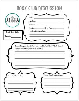 Preview of Book Club Discussion Literature Circle Worksheet