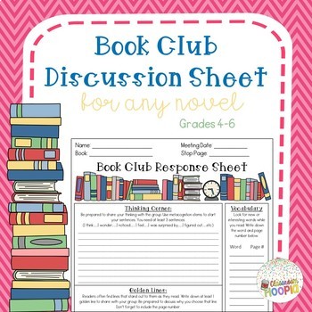book club discussion sheet by classroom hoopla tpt