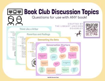 Preview of Book Club Discussion Topic Cards: Middle & High School PDF