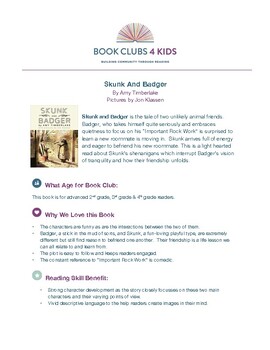 Preview of Book Club Guide - Skunk and Badger