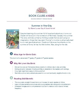 Preview of Book Club Guide - Summer In The City