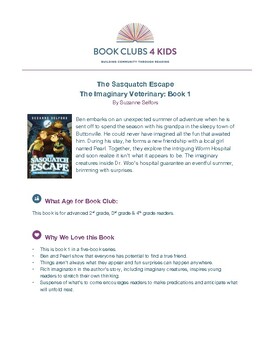 Preview of Book Club Guide - The Sasquatch Escape: The Imaginary Veterinary: Book 1