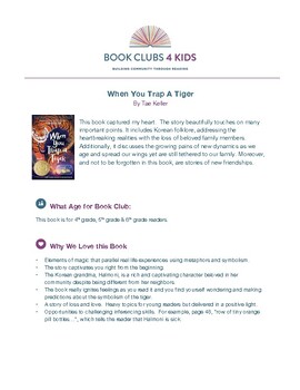 Preview of Book Club Guide - When You Trap A Tiger