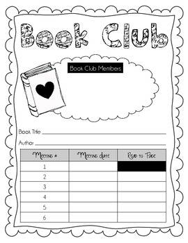 book club planning sheet agendas and question sheet for students