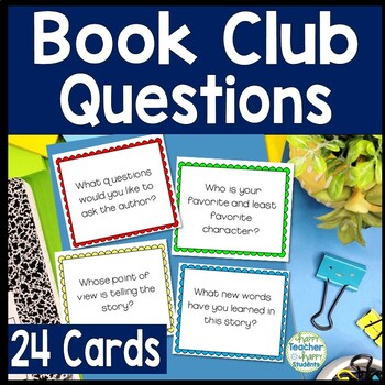 Preview of Book Club Question Cards: 24 Book Club Discussion Questions for Any Fiction Book