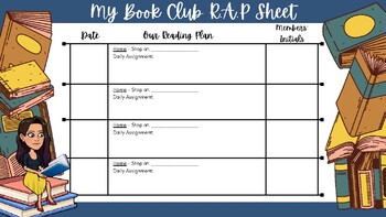Preview of Book Club RAP Sheet - Read And Plan - Reader's Workshop