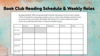 Preview of Book Club Reading Schedules and Weekly Roles