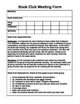 Preview of Book Club Set Up and Accountability Forms