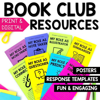 Preview of Book Club and Literature Circle Activities, Posters and Response Templates
