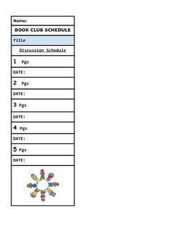 Preview of Book Club or Literature Circle Schedule Bookmark