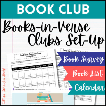 Preview of Book Club Activities - Books-in-Verse - Book Interest Survey & Reading Calendar