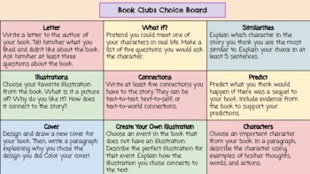 Preview of Book Clubs Choice Board