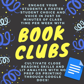 Preview of Book Clubs & Lit Circles Made Easy with Google Docs! Updated for Online Learning