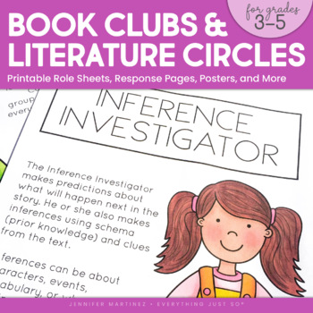 Preview of Book Clubs & Literature Circles Packet - Roles Jobs Posters Tags & Sheets PR