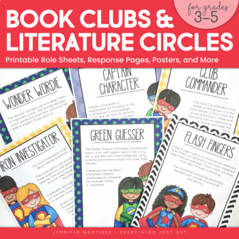 Preview of Book Clubs & Literature Circles Roles & Response Sheets Superhero Theme