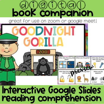 Preview of Book Companion Goodnight Gorilla Digital Google Slides Comprehension SLP