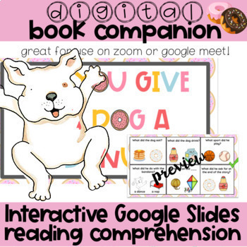 Preview of Book Companion If you Give a Dog Donut Digital Google Slides Comprehension SLP