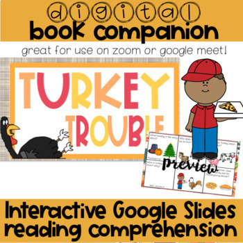 Preview of Book Companion Turkey Trouble Digital Google Slides Comprehension SLP