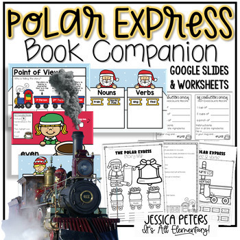 Preview of Polar Express Day Activities | Christmas Reading & Math | Slides and Worksheets