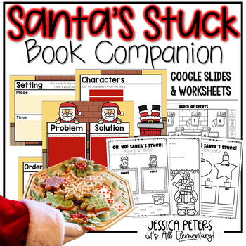 Preview of Santa's Stuck Activities | Christmas Math & Reading | Google Slides & Worksheets