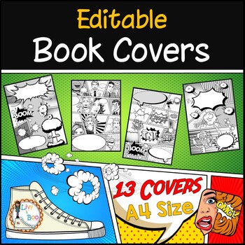Preview of Book Covers ~ Comic Style ~ 13 Editable Covers ~ A4 Size