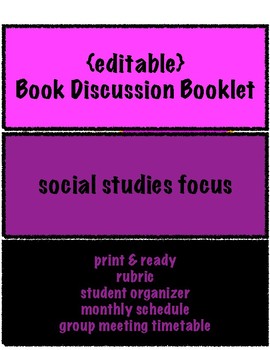 Preview of Book Discussion Booklet: social studies connections