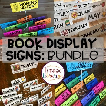 Preview of Book Display Library Signs | Year Round BUNDLE
