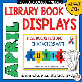 Preview of April Library Display Posters - Autism Awareness Month - Earth Day - April Fools