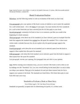 book evaluation essay