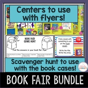 Preview of Book Fair Centers Activities and Scavenger Hunt Bundle for School Library