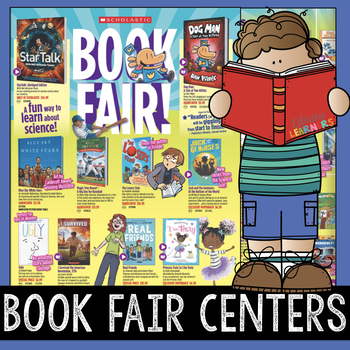 Preview of Book Fair School Library Centers Activities To Use with Flyer
