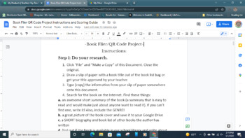 Book Flier QR Code Project by Teacher Perk | TPT