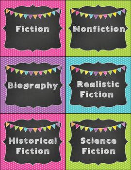 Book Genre Labels --Chalkboard Bright by Read Love Teach by Jeanna Knox