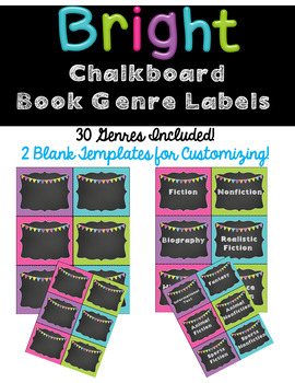 Preview of Book Genre Labels --Chalkboard Bright