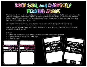 Preview of Book Goal and Currently Reading Signs